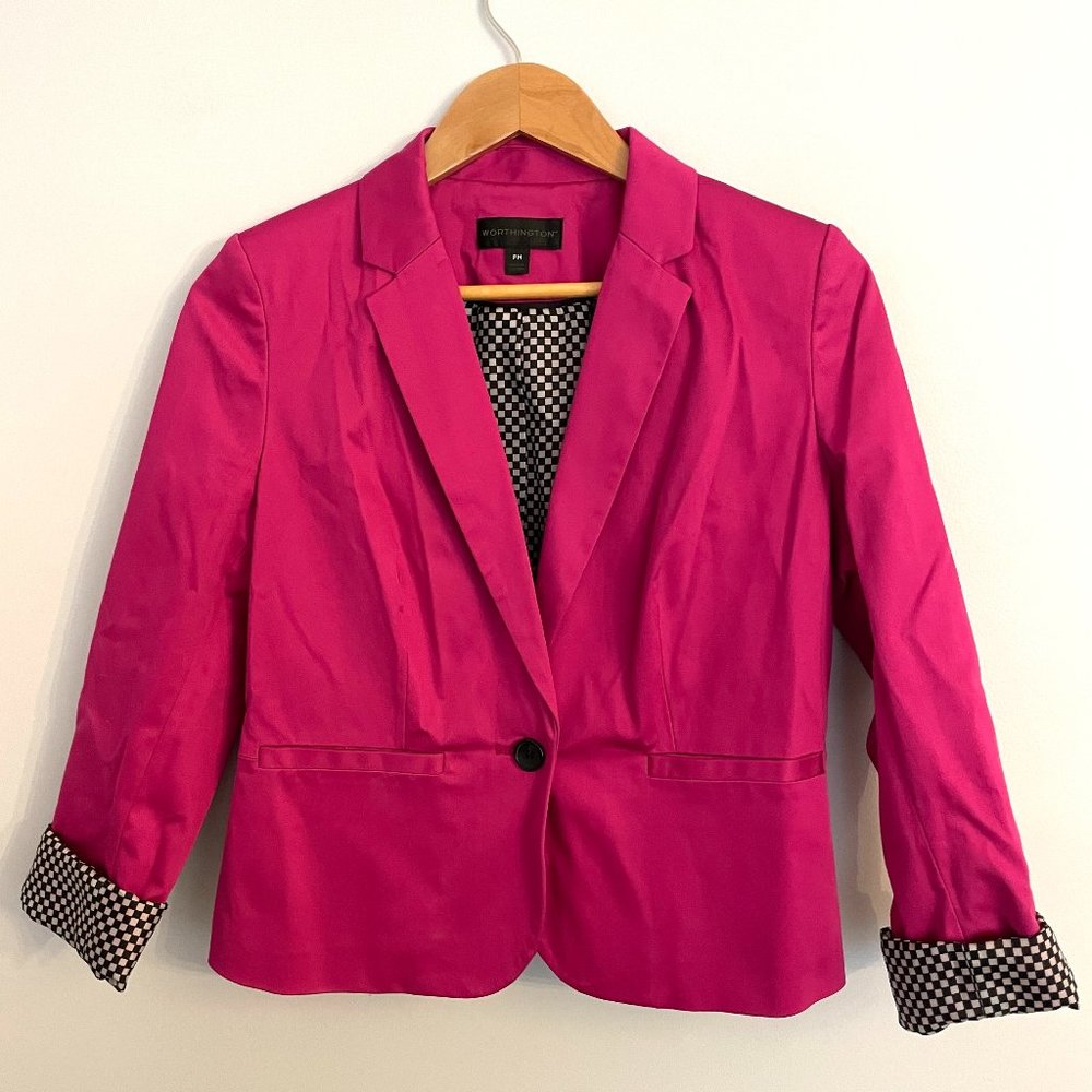 Worthington Pink + Checkered Blazer NWOT